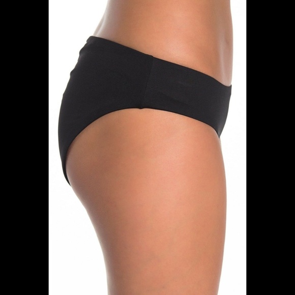 NEW $48 BECCA [ Medium ] Shirred Color Code Hipster Bikini Bottoms in Black #U90 - Picture 3 of 12